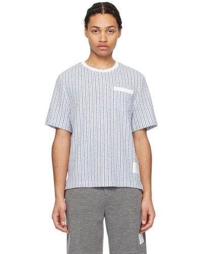 Thom Browne Blue & Grey Striped T-shirt - Multicolour