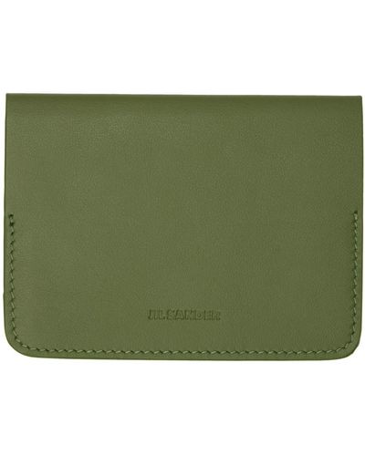 Jil Sander Khaki Folded Card Holder - Green