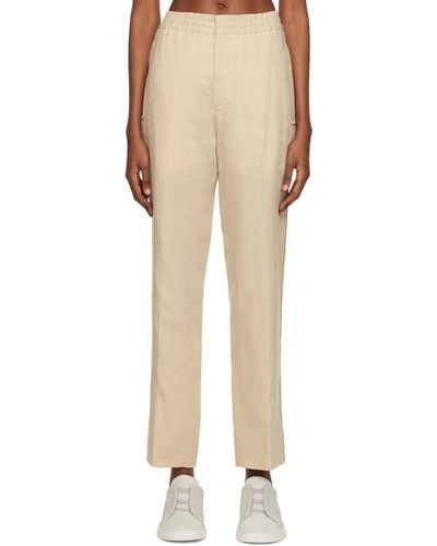Zegna Beige Drawstring Trousers - Natural