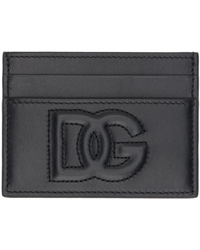 Dolce & Gabbana Porte-cartes noir en cuir de veau à logo dg
