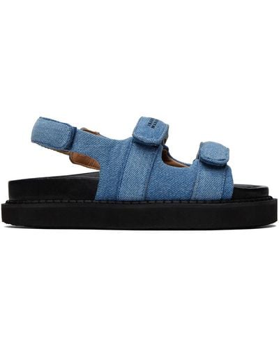 Isabel Marant Blue Madee Denim Sandals - Black