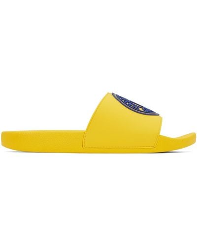 Versace Logo-print Flat Slides - Yellow
