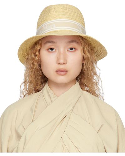 Max Mara タン シフォン ハット - ナチュラル