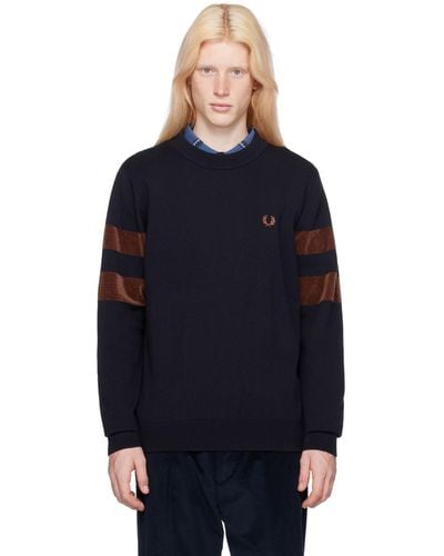 Fred Perry F Perry ネイビー Tipping セーター - ブルー