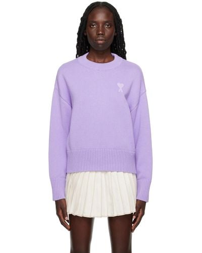 Ami Paris Ssense Exclusive Purple Ami De Cœur Sweater