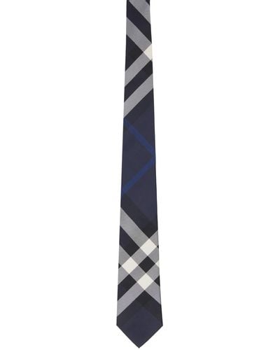 Burberry Cravate bleu marine à carreaux - Noir