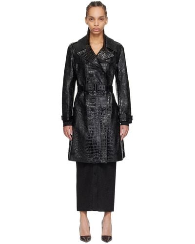 Tom Ford Croc-embossed Leather Trench Coat - Black