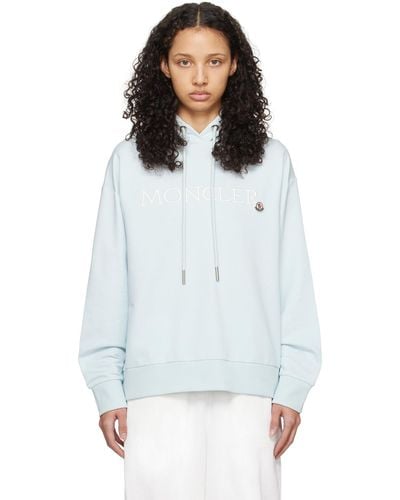 Moncler Blue Embroidered Hoodie - White