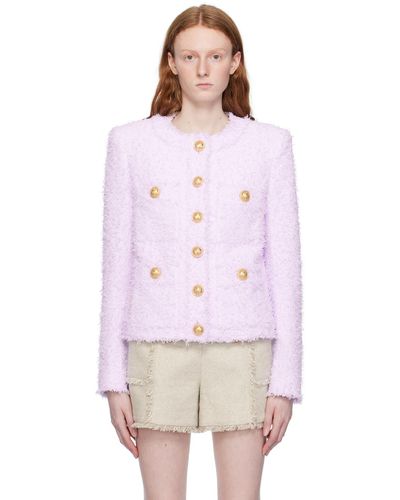 Balmain Blouson mauve à poches plaquées - Blanc