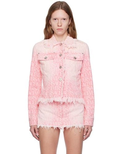 Versace Pink Allover Denim Jacket