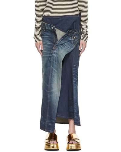 Junya Watanabe Levi's Edition Denim Maxi Skirt - Blue