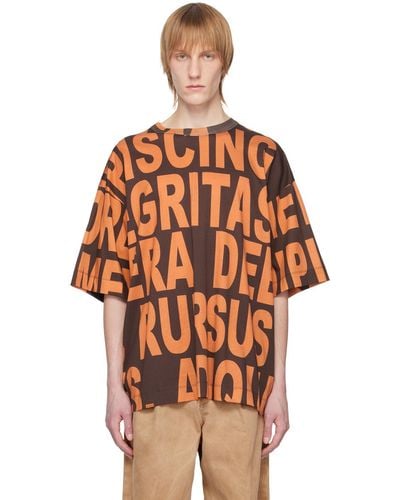 Dries Van Noten ブラウン オーバーサイズ Tシャツ - オレンジ