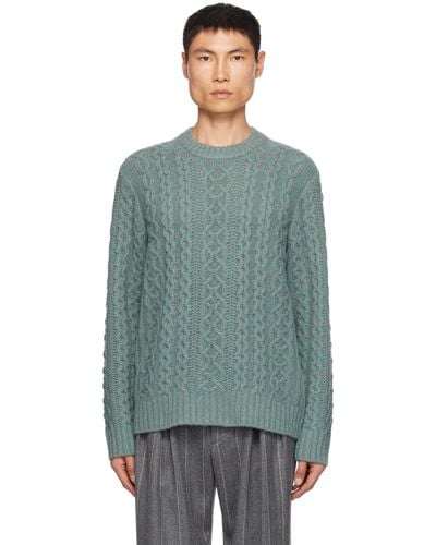 Vince Blue Aran Sweater - Green