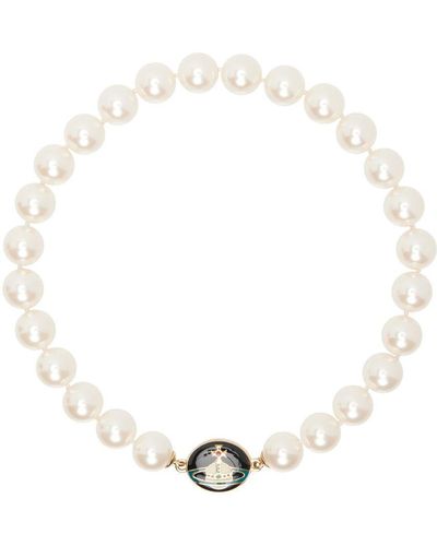 Vivienne Westwood White Loelia Large Pearl Necklace - Metallic