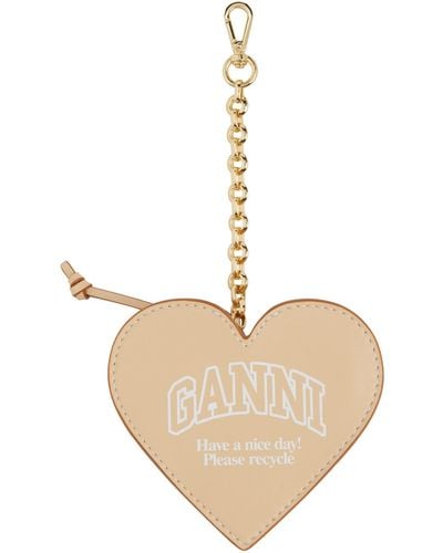 Ganni Funny Heart Coin Pouch - Natural