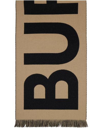 Burberry ウール ロゴ マフラー - ブラック