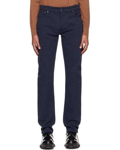 Sunspel Navy 5 Pocket Trousers - Blue