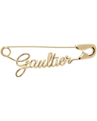 Jean Paul Gaultier Boucle d'oreille unique en forme d'épingle de sureté dorée à logo - tattoo - Noir