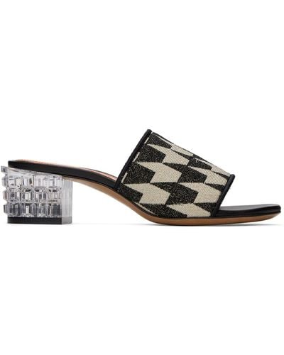 Marni Black & Off-white Jacquard Heeled Sandals