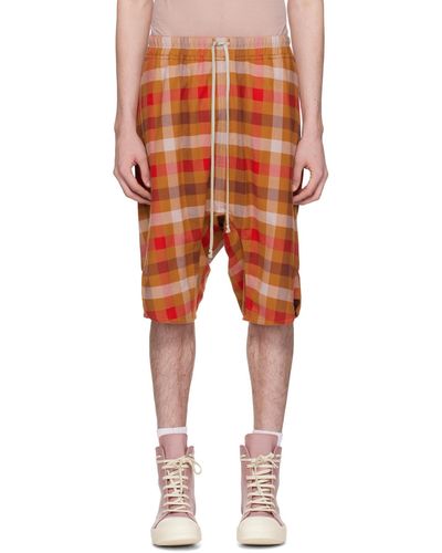 Rick Owens Orange Drawstring Shorts