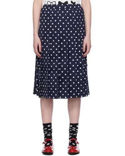 Comme des Garçons Jupe midi bleu marine à pois