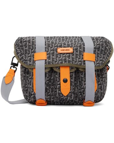 KENZO Grey Small Jacquard Messenger Bag - Multicolour