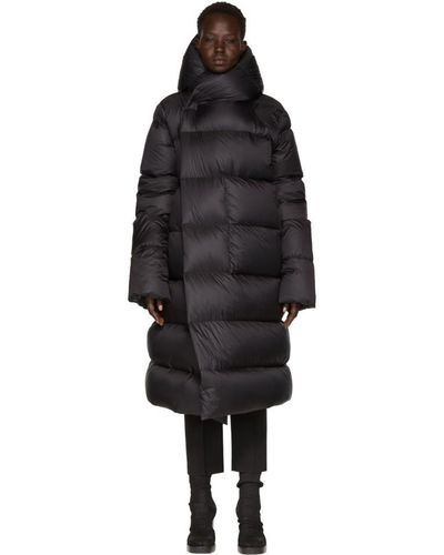 Rick Owens Black Hooded Liner Down Jacket