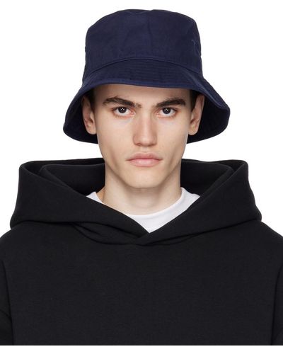 Acne Studios Navy Embroidered Bucket Hat - Blue