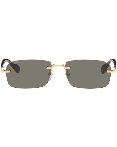 Gucci Black & Gold Rimless Sunglasses