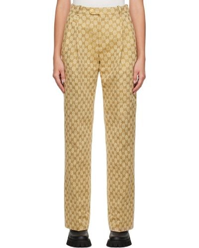 Gucci Beige gg Trousers - Yellow