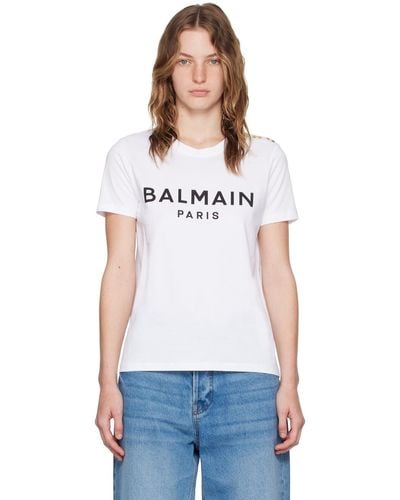 Balmain ホワイト Paris Tシャツ