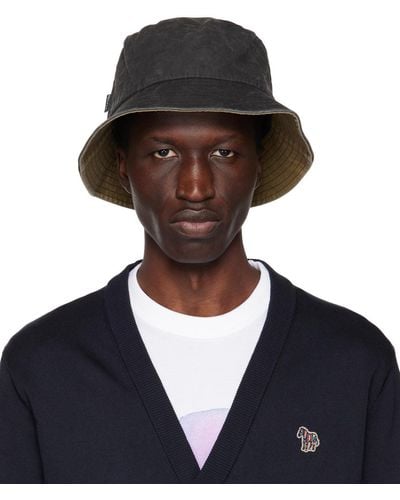 PS by Paul Smith Acid Wash Denim Bucket Hat - Black