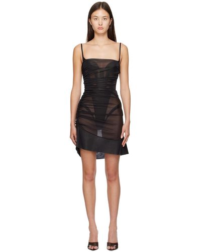 Mugler Black Ruched Minidress