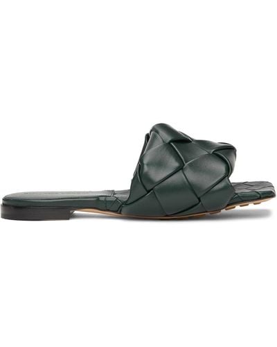 Bottega Veneta Green Intrecciato Lido Flat Sandals - Black