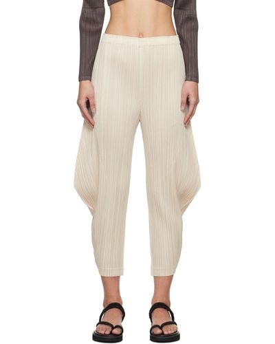 Pleats Please Issey Miyake Off-white Thicker Bottoms 1 Trousers - Natural