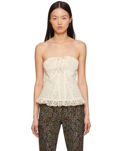Anna Sui Aesthetic Eyelet Corset Top - Natural