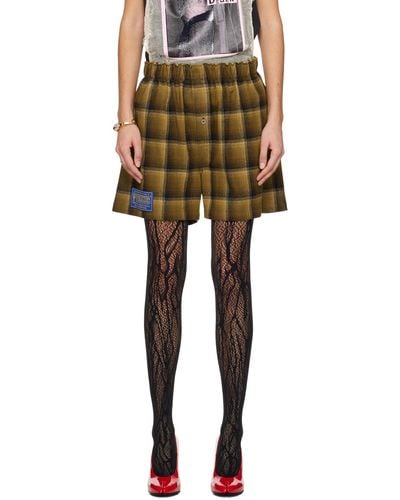 Maison Margiela Brown Checked Shorts - Black