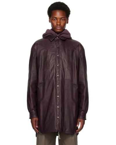 Rick Owens Purple Jumbo Fogpocket Leather Jacket