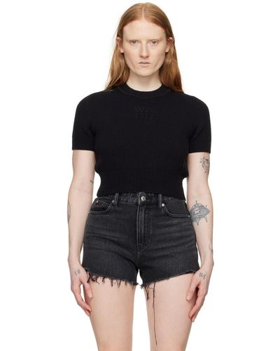 T By Alexander Wang Cropped Sweater - Black