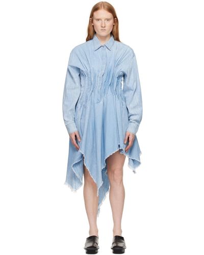 Marques'Almeida Robe midi bleue en denim à plis