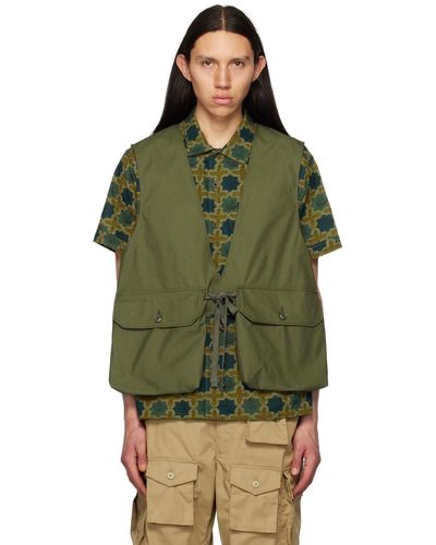 Engineered Garments Khaki Bellows Pockets Vest - Green