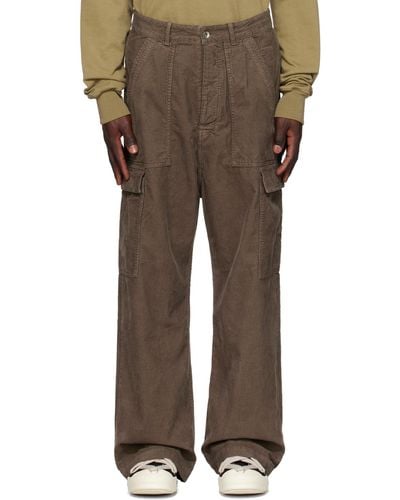 Rick Owens Grey Flap Pocket Cargo Trousers - Brown