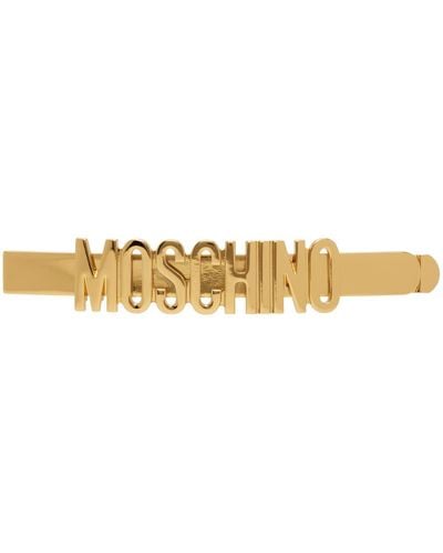 Moschino Gold Lettering Hair Clip - Black