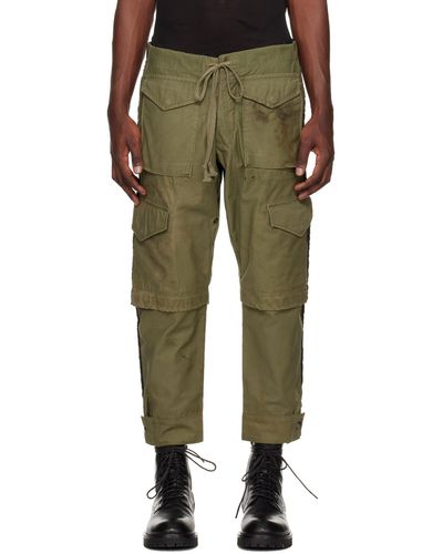 Greg Lauren Pantalon cargo militaire jacket tux kaki - Vert