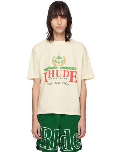 Rhude オフホワイト East Hampton Crest Tシャツ - グリーン