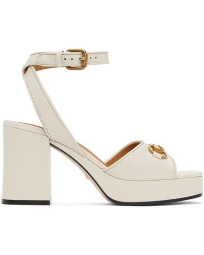 Gucci Lady Horsebit-detailed Leather Sandals - Natural