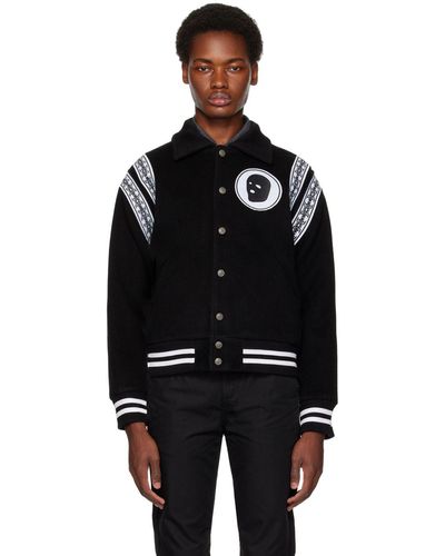 Youths in Balaclava Embroidered Bomber Jacket - Black