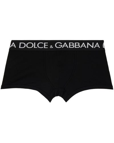Dolce & Gabbana Boxer noir en jersey élastique chaîne et trame