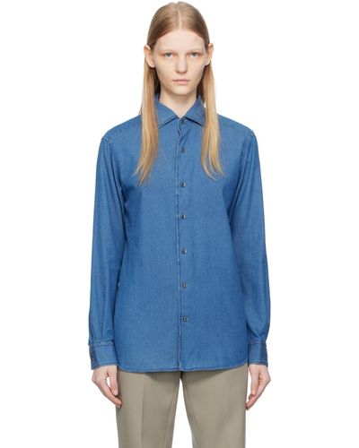Zegna Blue Cashco Shirt