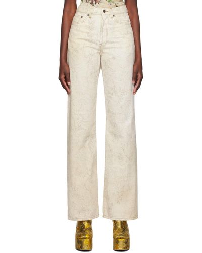 Dries Van Noten Off-white Printed Jeans - Natural
